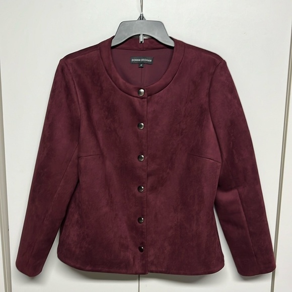 Donna Degnan Burgundy Collarless Blazer - Picture 1 of 14